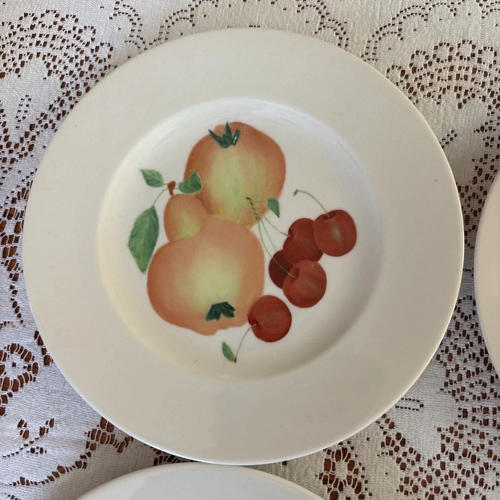 Vintage Hand Painted Fruits‎ Salad, Lunch, Display Plates 50's Louise Hanford